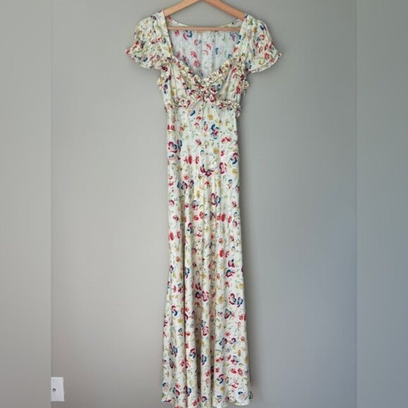 NEW DOEN Valerine SIlk Blend Dress Windswept Blooms Cream Floral | US XS - Picture 7 of 16